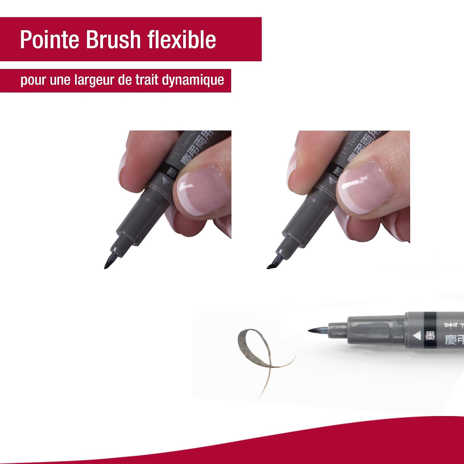 TOMBOW Fudenosuke — Marqueur double pointe noir/gris – Image 3
