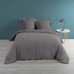 DOUCEUR D'INTÉRIEUR — Housse de couette percale anthracite 260x240 cm