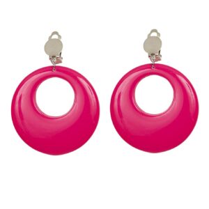 WIDMANN — Paire de boucles d’oreilles disco néon rose fluorescent