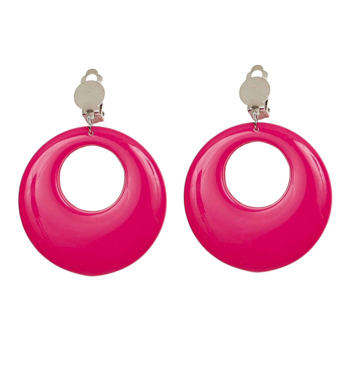 WIDMANN — Paire de boucles d’oreilles disco néon rose fluorescent