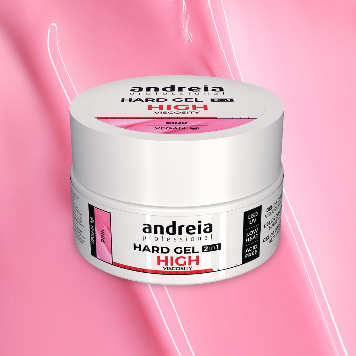 ANDREIA — Gel de construction pour ongles UV/LED rose 44 g – Image 2