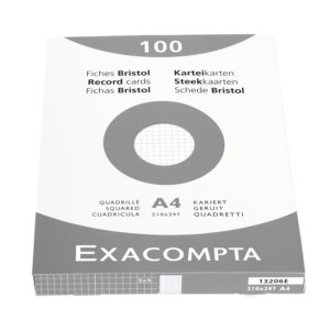 EXACOMPTA — Étui de 100 fiches bristol quadrillées 210 x 297 mm