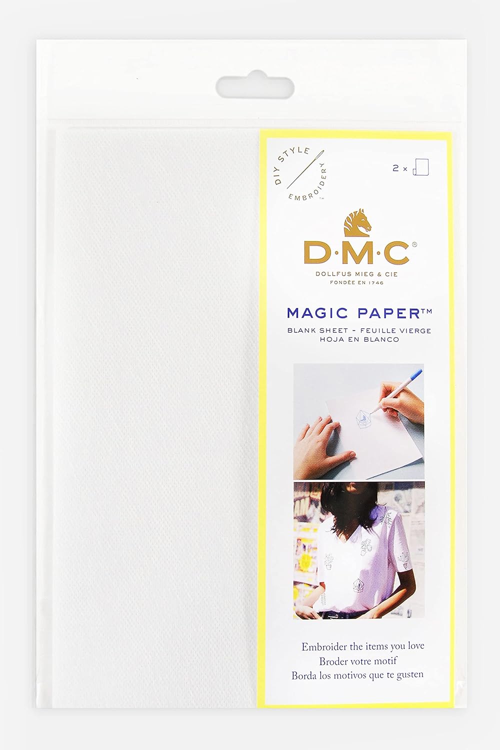 DMC — Pack de 2 feuilles vierges A5 solubles autocollantes