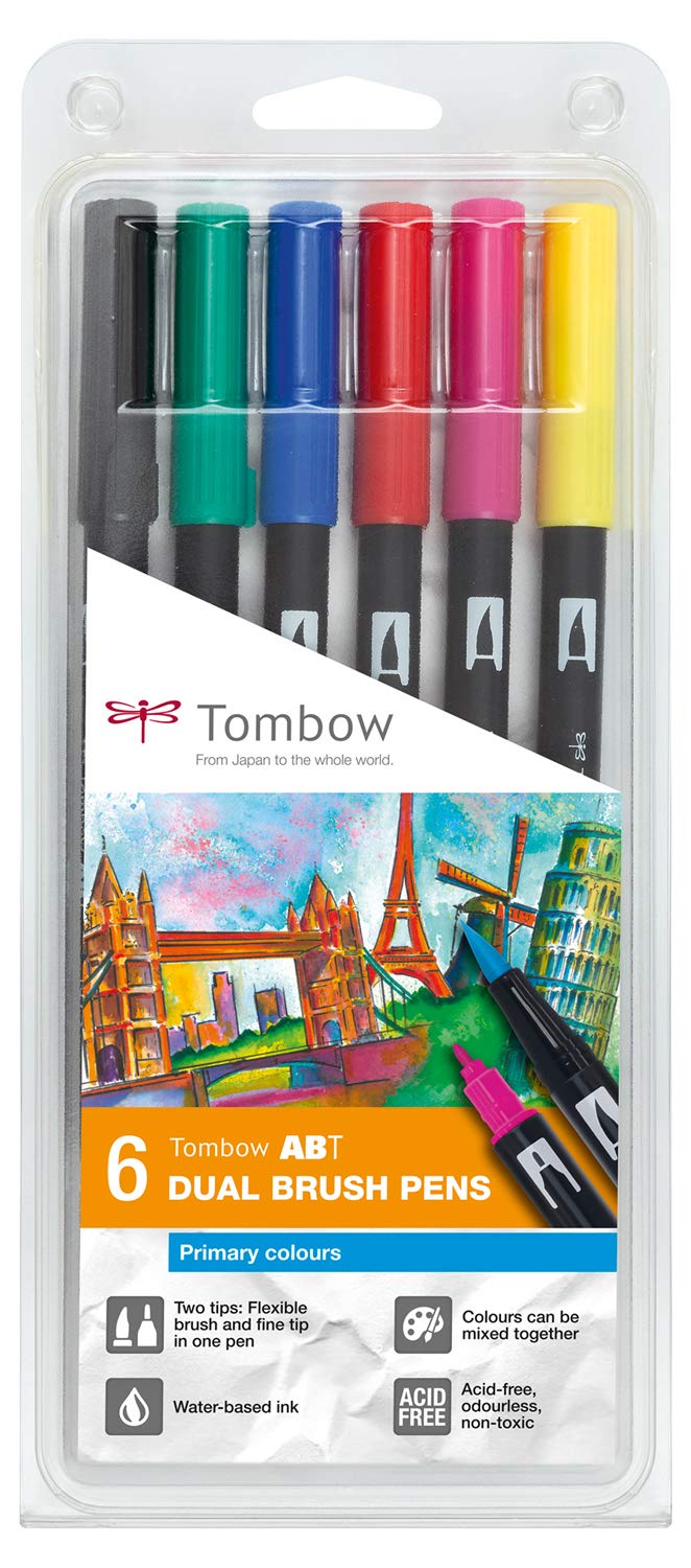 TOMBOW ABT — Lot de 6 feutres pinceau à 2 pointes