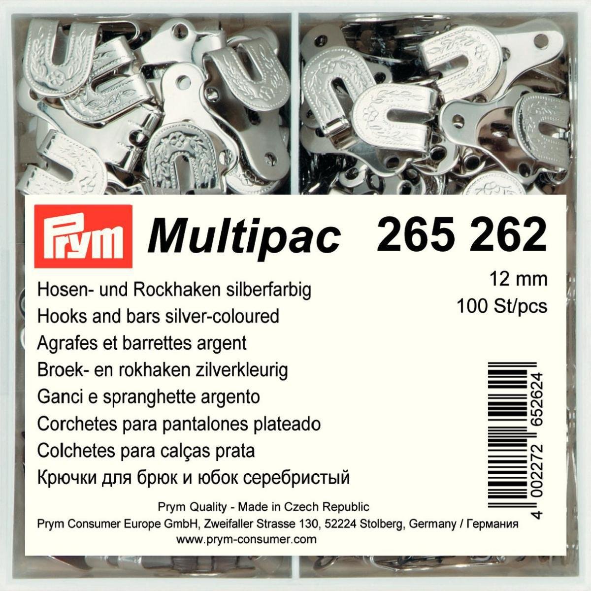 PRYM — Crochets et agrafes argentés 12 mm, lot de 100