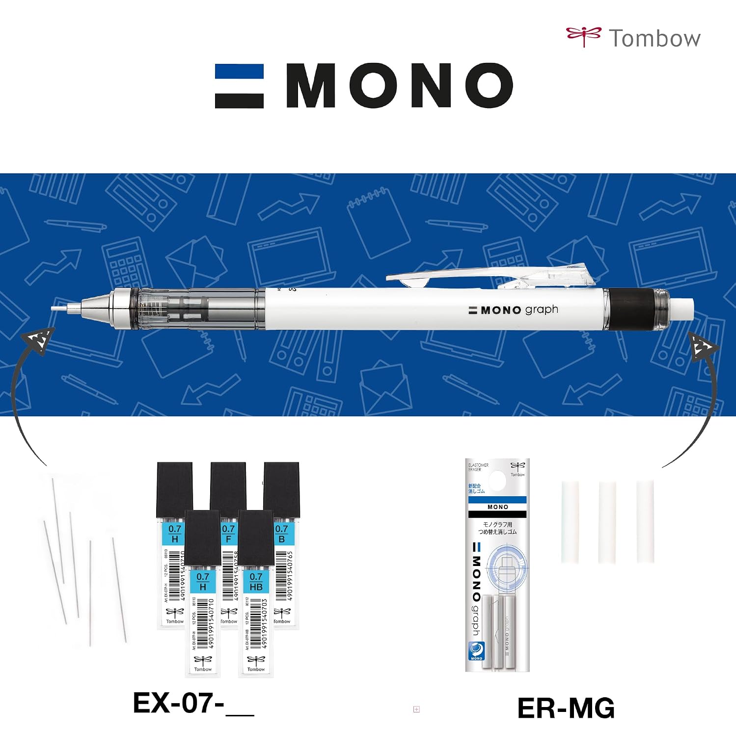 TOMBOW MONO graph — Porte-mines 0,7 mm jaune fluo – Image 7
