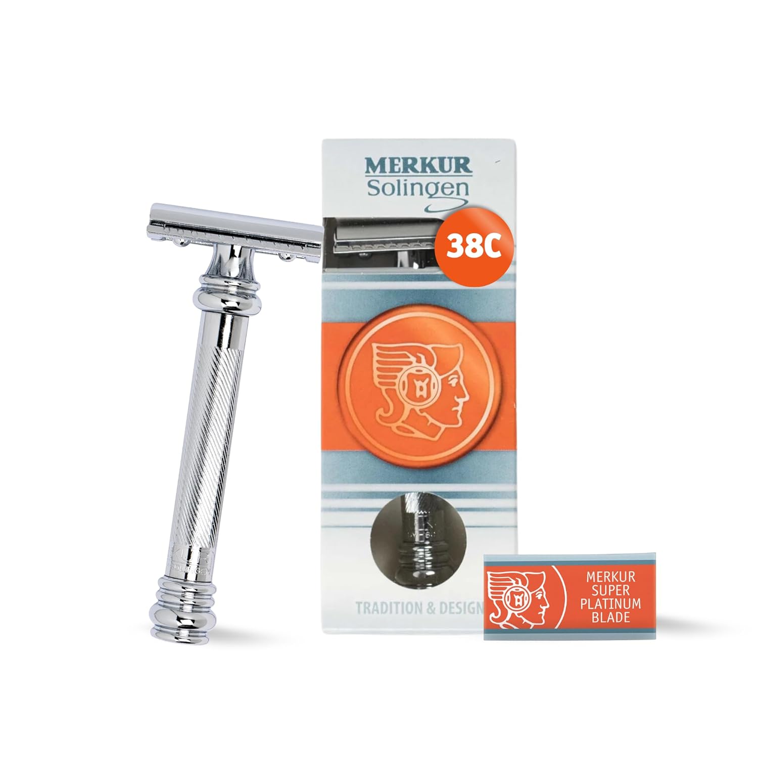 MERKUR — Rasoir manche long chromé