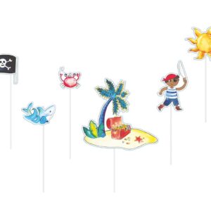 CAM ET LEON — Piques à gâteau anniversaire enfant pirates x6