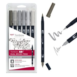 TOMBOW ABT Dual Brush Pen — Feutres pinceau double pointe x6 Gris