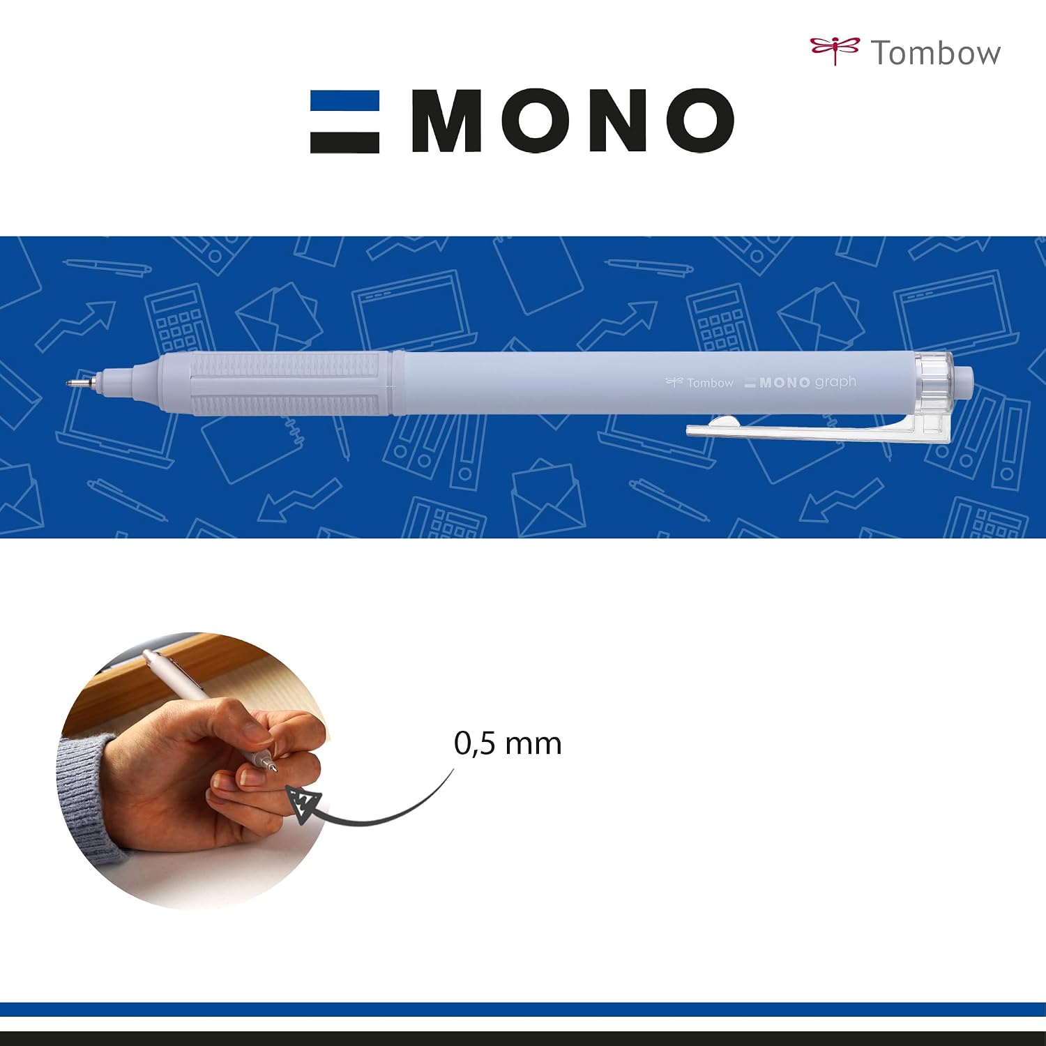 TOMBOW MONO graph Lite — Stylo à bille smokey blue – Image 2