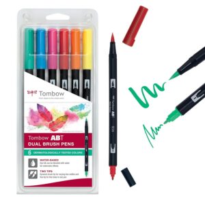 TOMBOW ABT-6P-3 — Lot de 6 feutres pinceau à 2 pointes