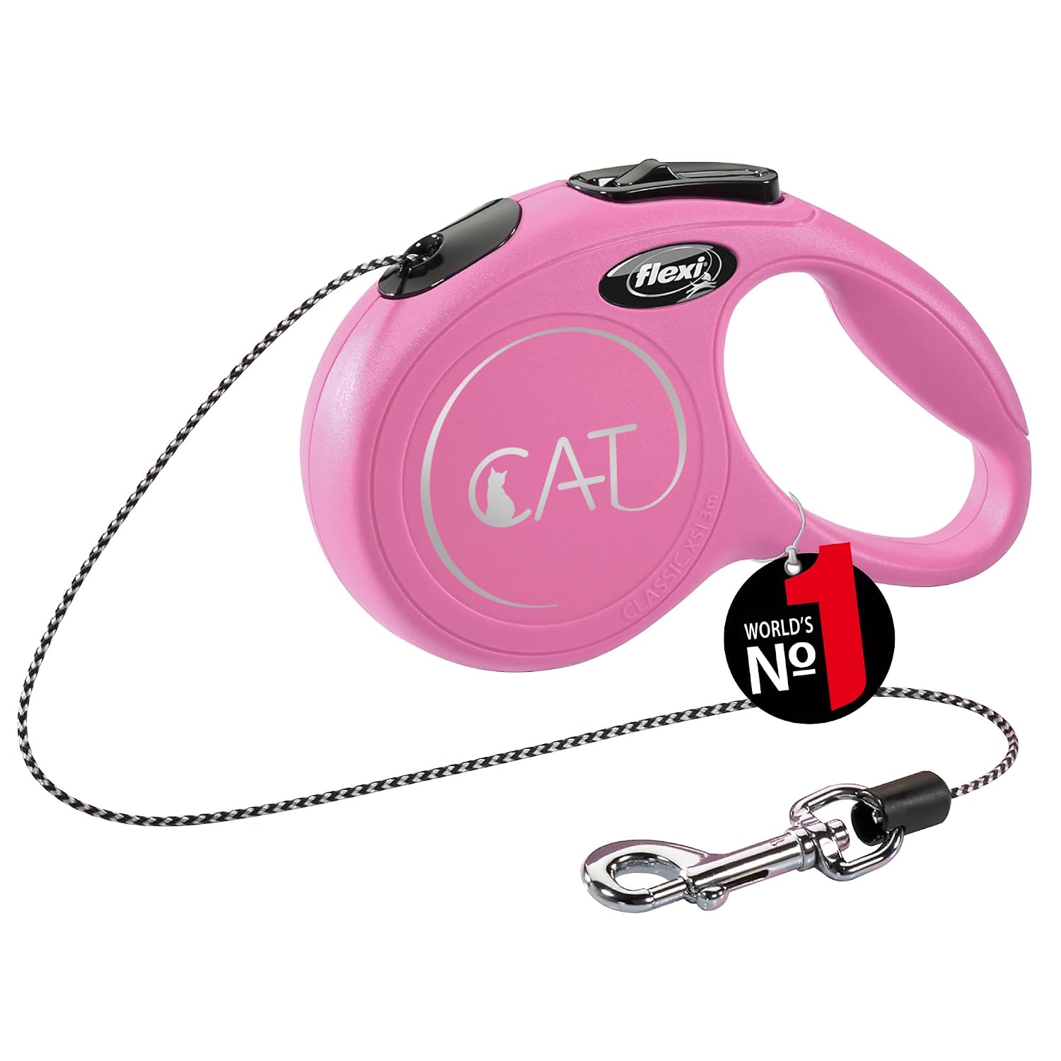 FLEXI — Laisse rétractable à cordon pour chat 3 m rose