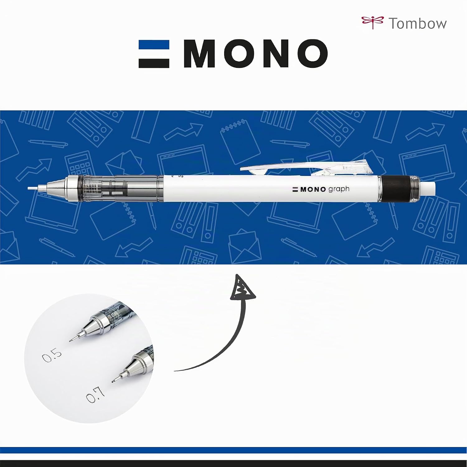 TOMBOW MONO graph — Porte-mines 0,7 mm jaune fluo – Image 2