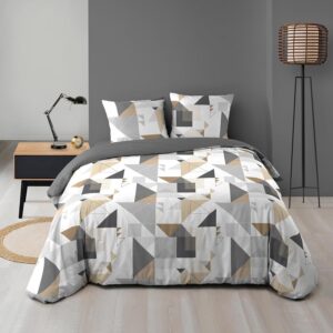 DOUCEUR D'INTÉRIEUR Trigone — Parure de lit 240 x 220 cm Gris