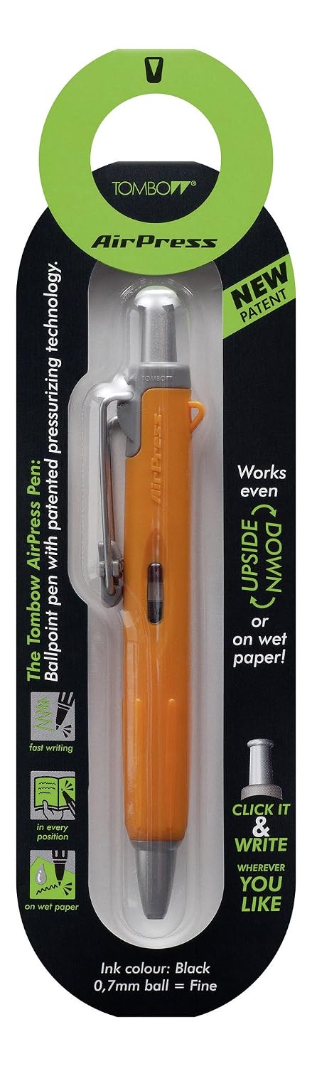 TOMBOW AirPress — Stylo-bille rétractable orange/argent – Image 2
