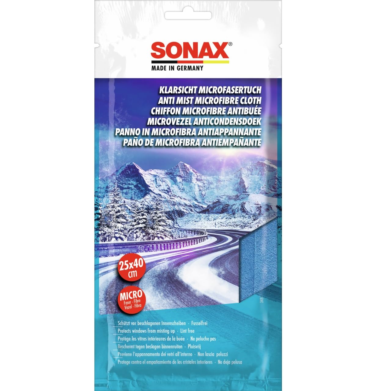 SONAX — Chiffon microfibre antibuée pour vitres et pare-brise