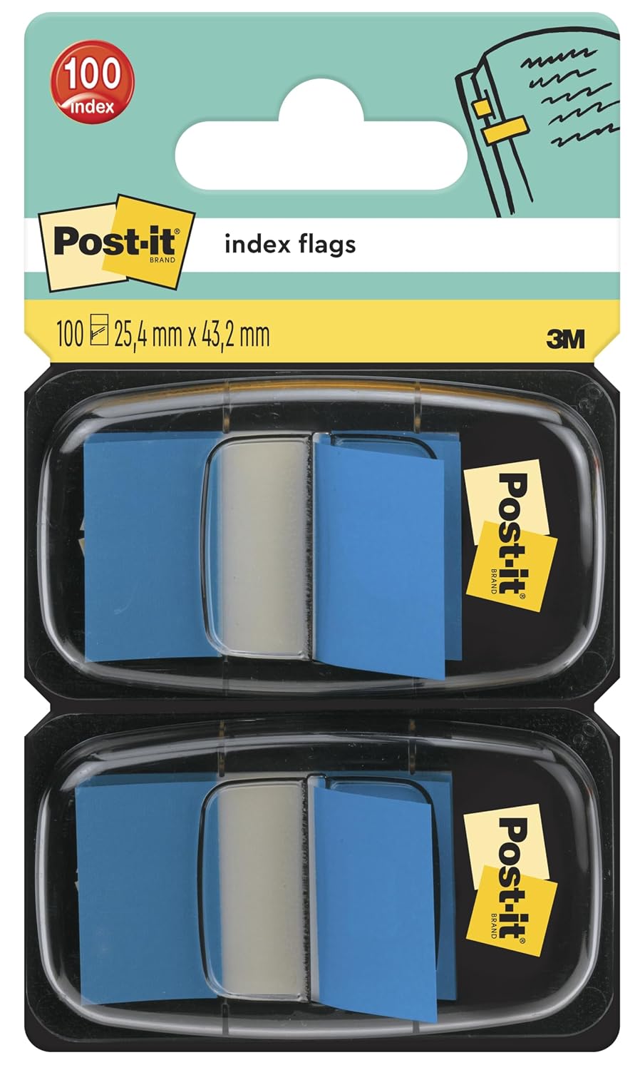 POST-IT — Marque-pages bleus 25,4 x 43,2 mm, 100 unités