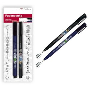 TOMBOW Fudenosuke — 2 feutres brush noir pointes dure et souple