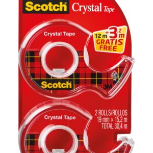SCOTCH — Lot de 2 rubans adhésifs transparents 19 mm x 15 m