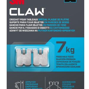 3M CLAW — Crochets pour tableaux mur en plâtre x4 7 kg