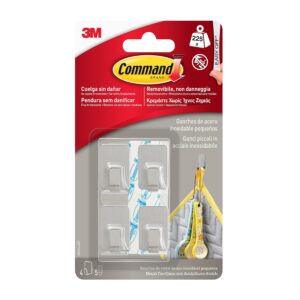 COMMAND — Crochets déco en métal inox petit modèle, lot de 4