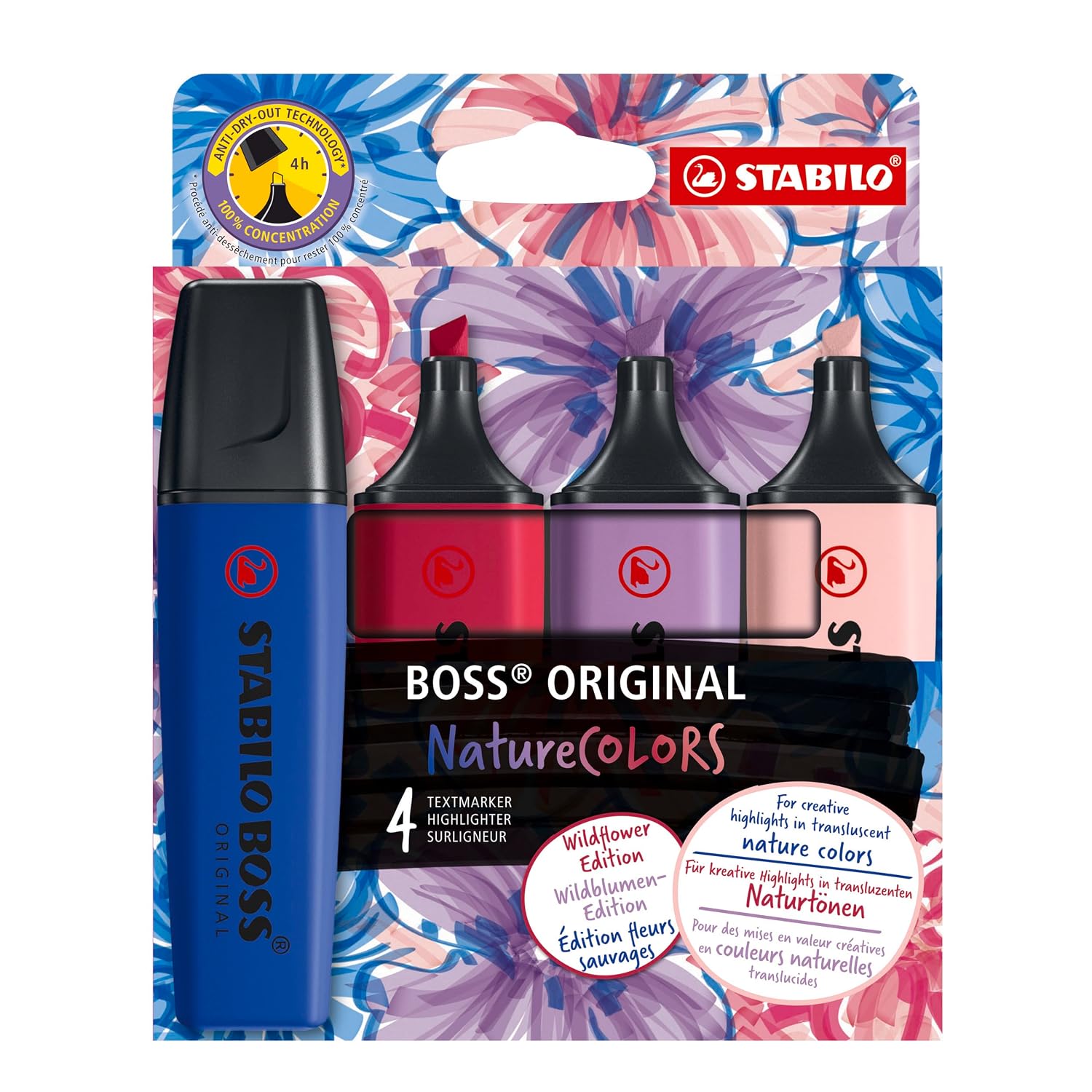 STABILO BOSS ORIGINAL NatureCOLORS — Surligneurs étui carton x4