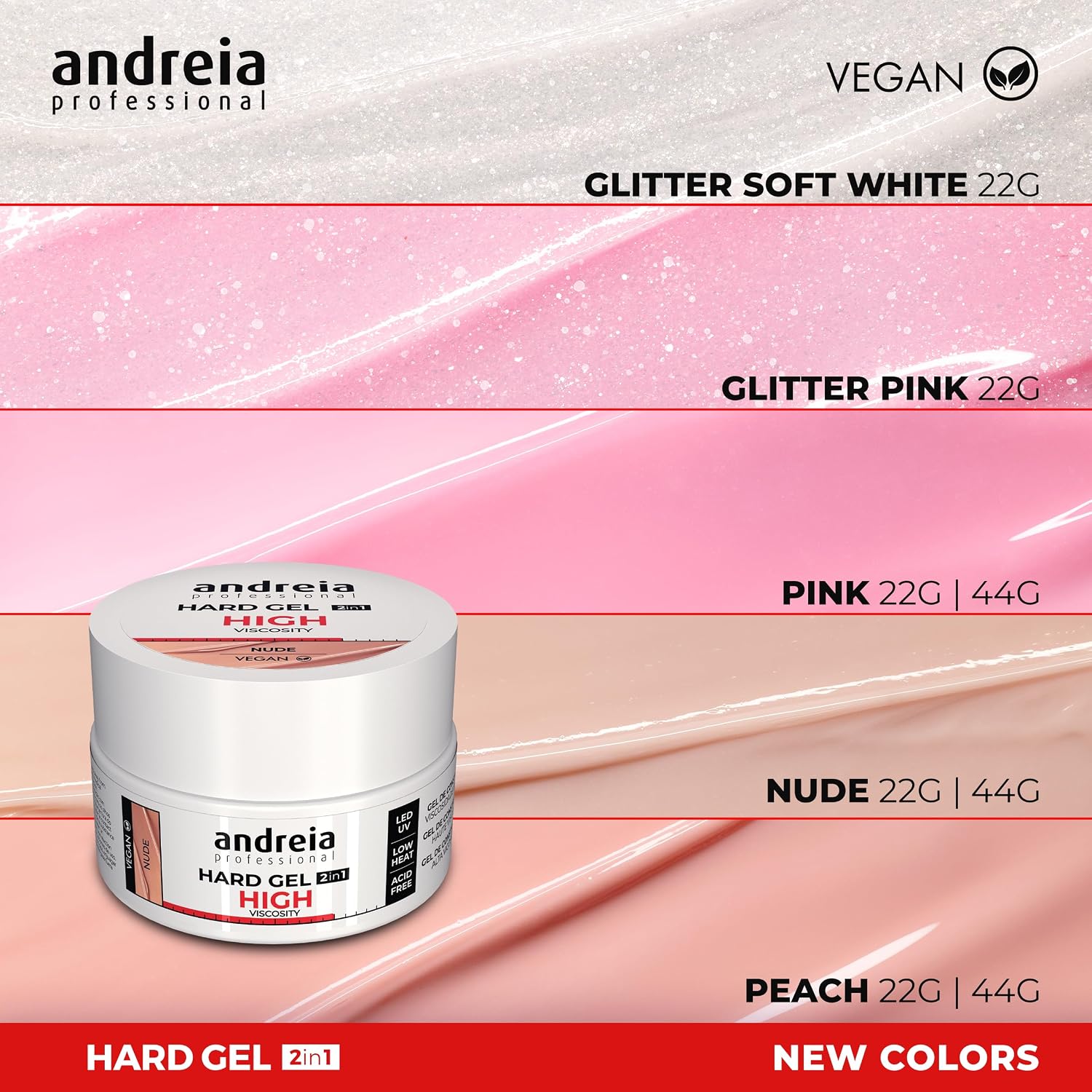 ANDREIA — Gel de construction pour ongles UV/LED rose 44 g – Image 4
