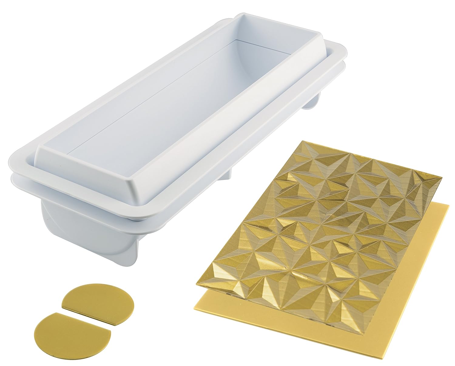 SILIKOMART — Kit moule à bûche Diamant en silicone blanc