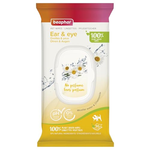 BEAPHAR — Lingettes oreilles et yeux chien et chat 30 lingettes