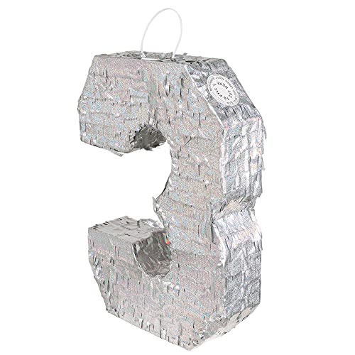 BOLAND — Pinata chiffre holographique argent 40 x 28 x 8 cm – Image 2