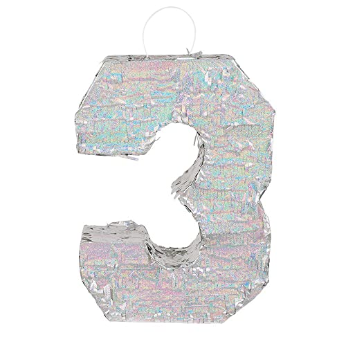 BOLAND — Pinata chiffre holographique argent 40 x 28 x 8 cm