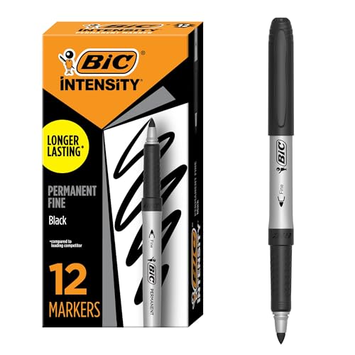 BIC Intensity — Marqueurs permanents pointe ultra-fine noirs x12