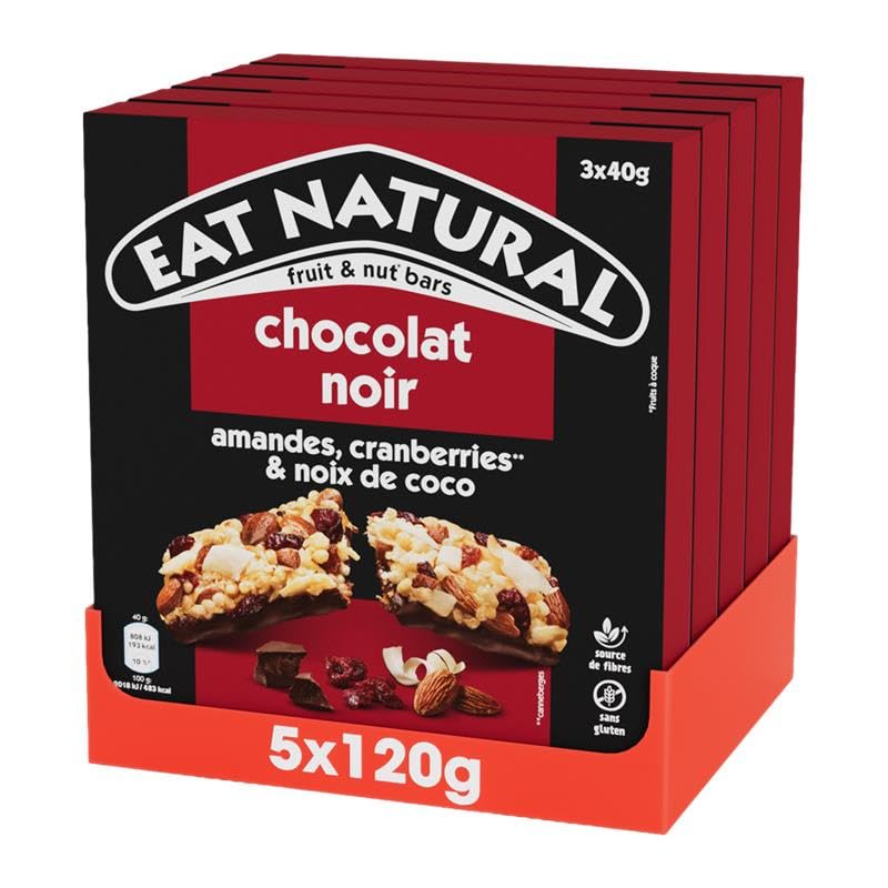 Barres fruits et noix sans gluten — cranberries, coco, chocolat noir