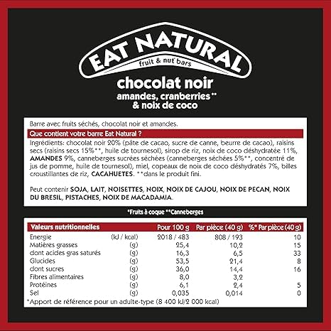 Barres fruits et noix sans gluten — cranberries, coco, chocolat noir – Image 2