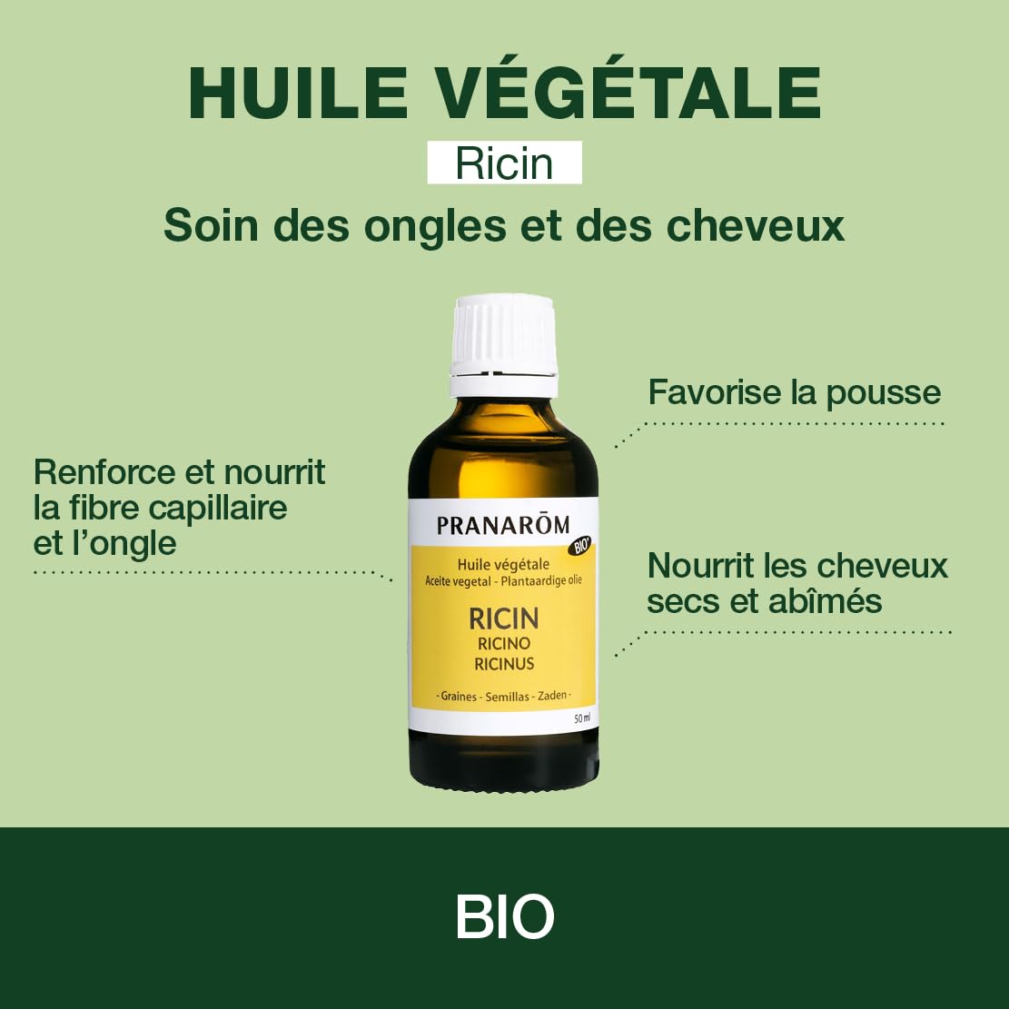 Pranarôm — Huile végétale de ricin bio 50 ml – Image 2