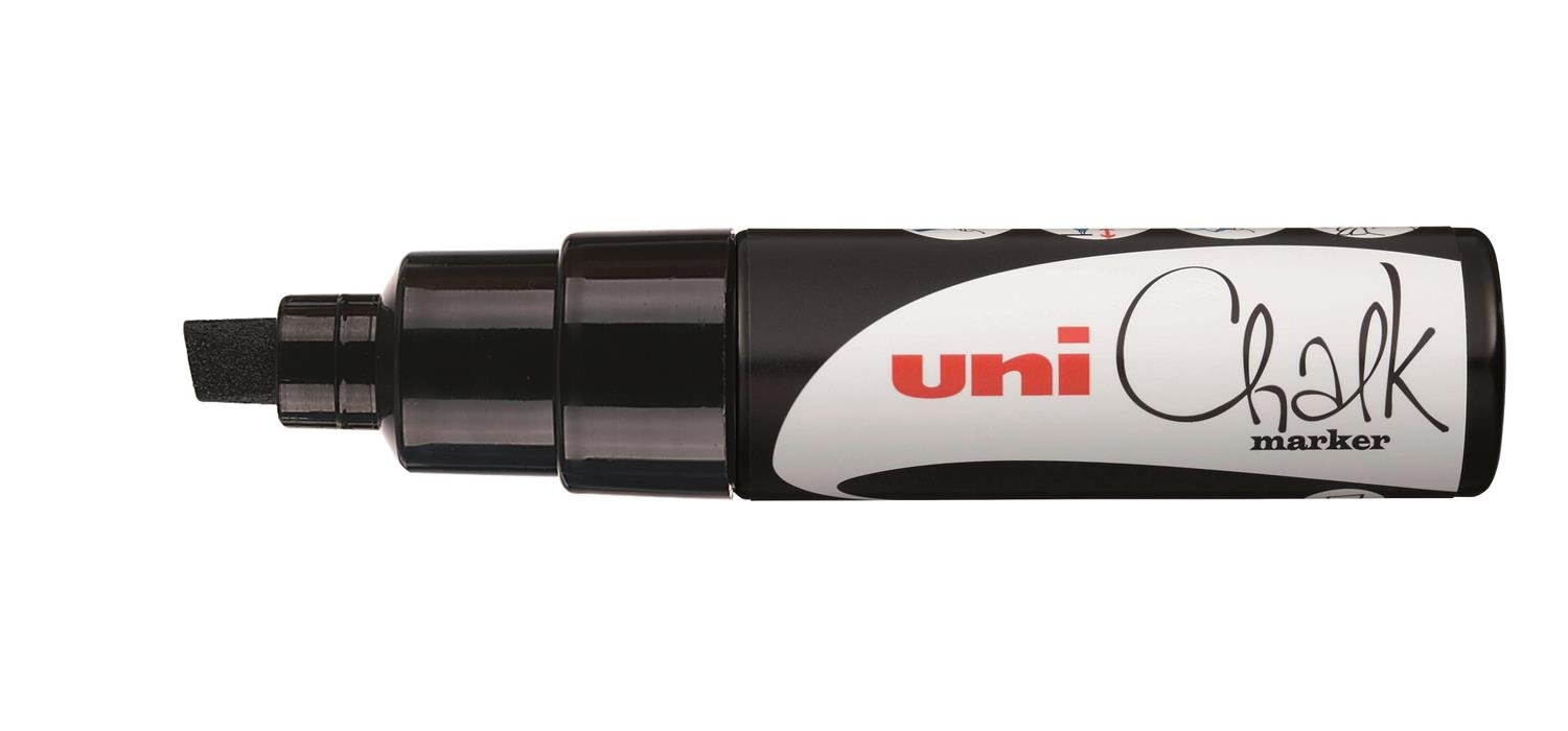 UNI-BALL — Marqueur craie pointe large biseautée 8 mm noir
