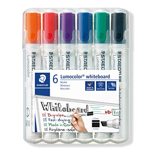 STAEDTLER Lumocolor 351 B — Set de 6 marqueurs tableau blanc
