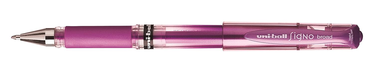 uni-ball Signo Broad UM-153 — Stylo roller gel 1 mm rose métallique