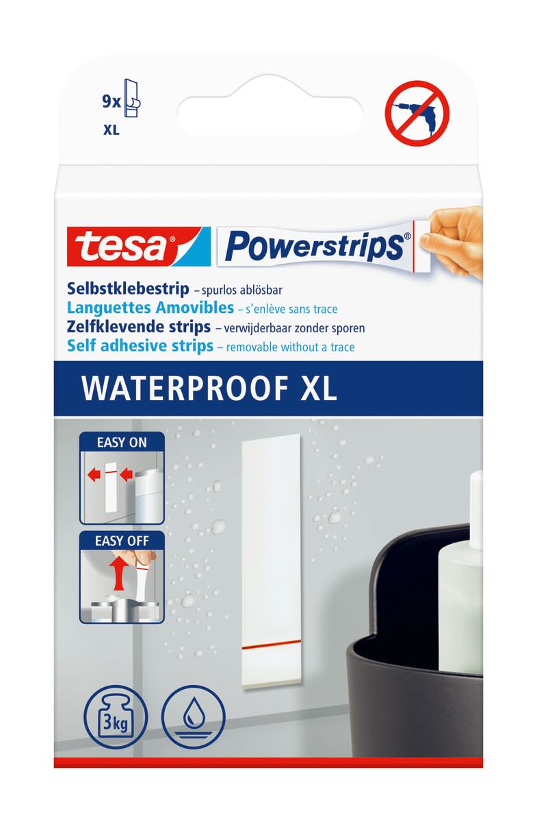 TESA Powerstrips Waterproof XL — Languettes adhésives 3 kg
