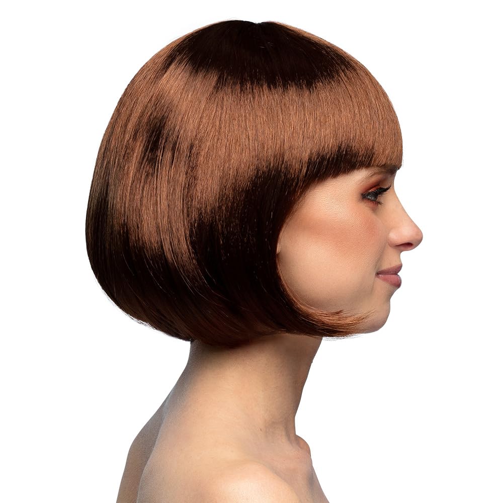 BOLAND — Perruque cabaret carré mi-long avec frange brun chocolat