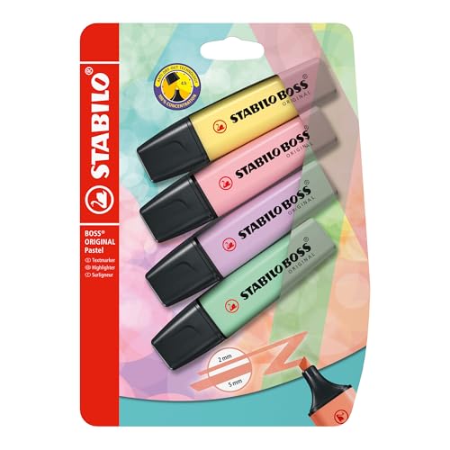 STABILO BOSS ORIGINAL — Surligneurs pastel blister x4