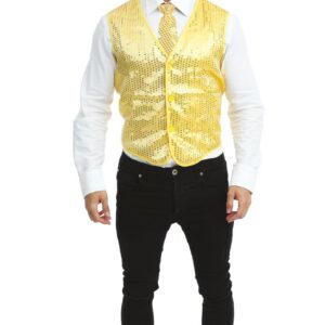 P'tit Clown — Gilet sans manches à sequins adulte taille unique or