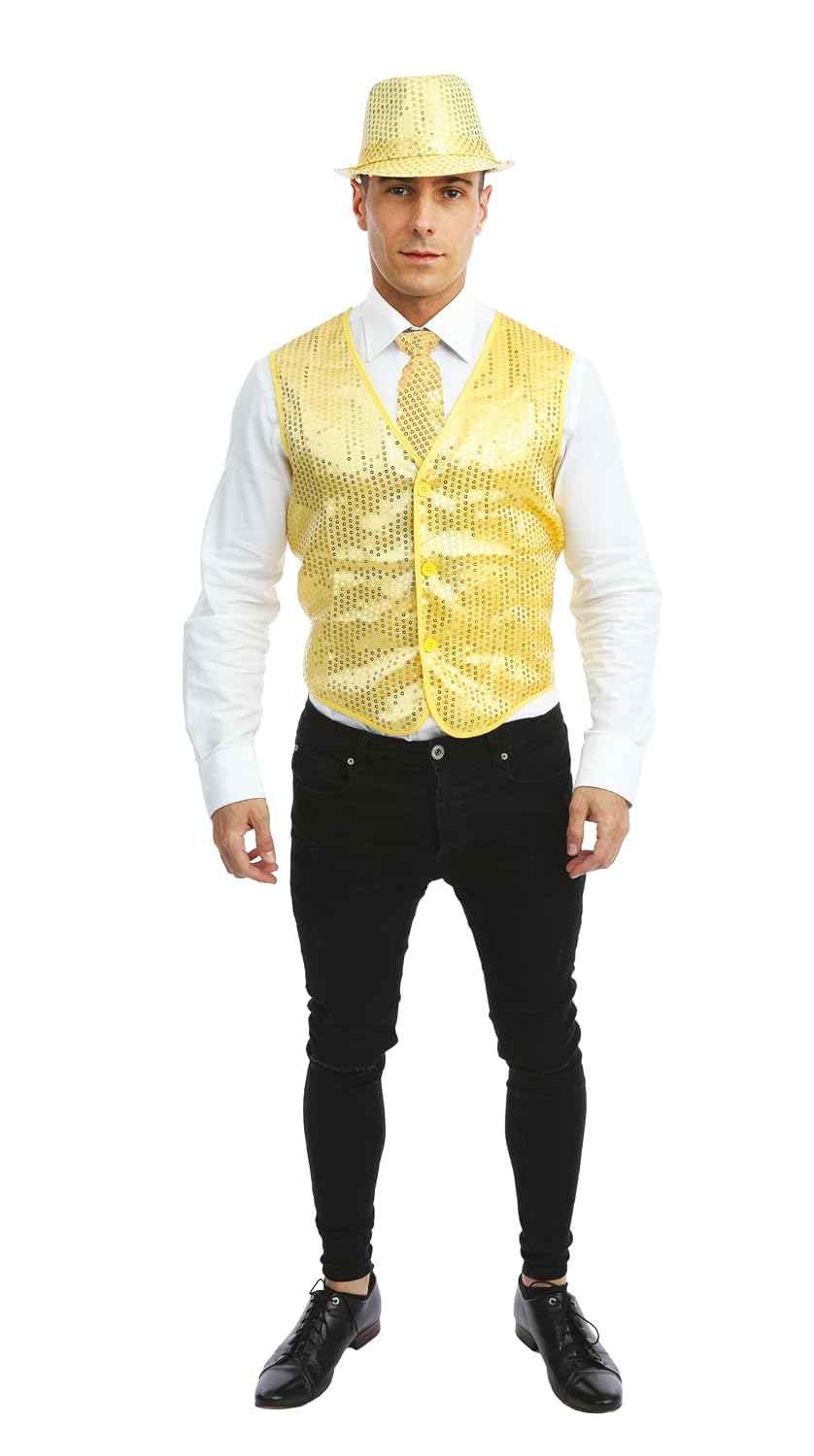 P'tit Clown — Gilet sans manches à sequins adulte taille unique or