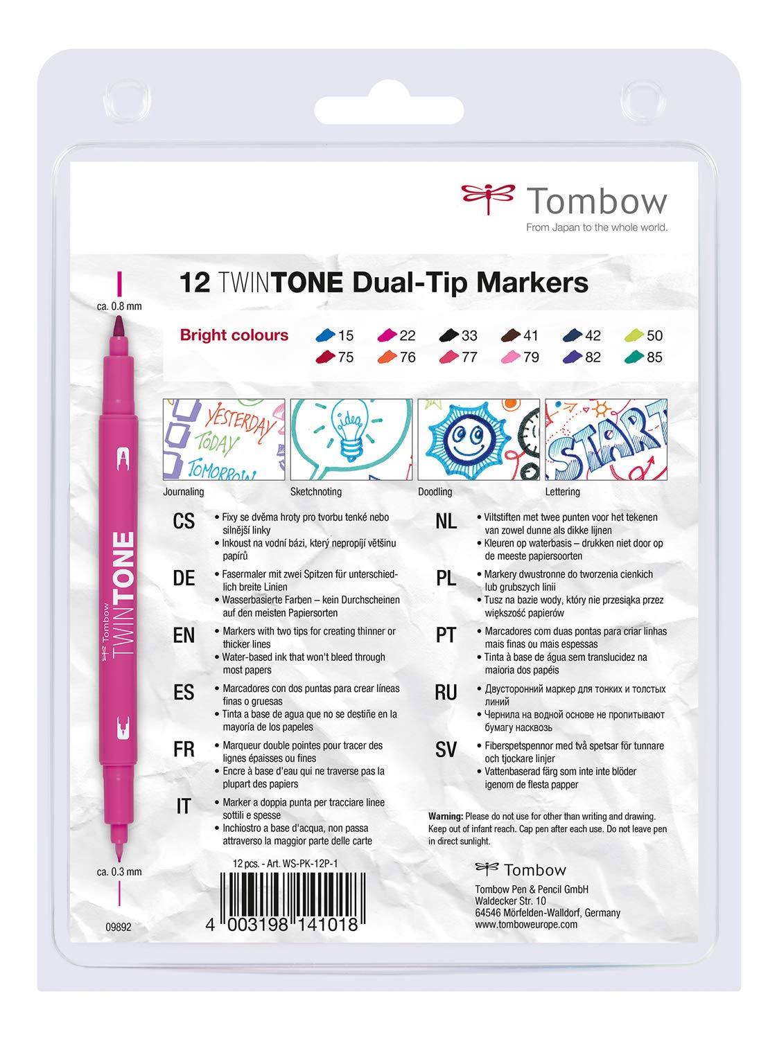 TOMBOW TwinTone — Feutres à deux pointes, kit 12 couleurs – Image 2
