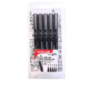 Lot de 5 stylos à pointe fine — encre noire, tailles assorties