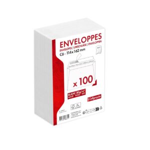 CALLIGRAPHE Correspondance — 100 enveloppes blanches C6 auto-adhésives