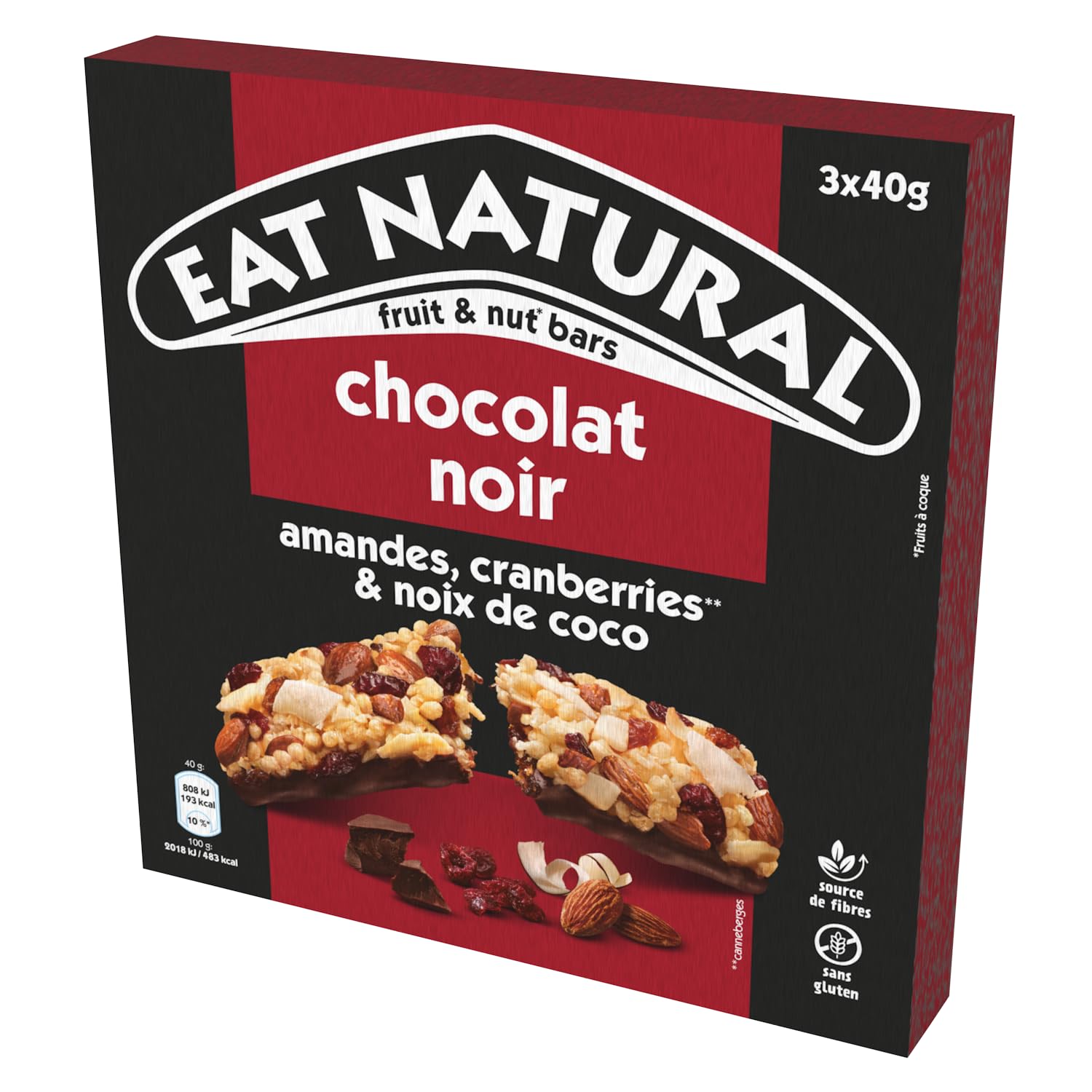 Barres fruits et noix sans gluten — cranberries, coco, chocolat noir – Image 3