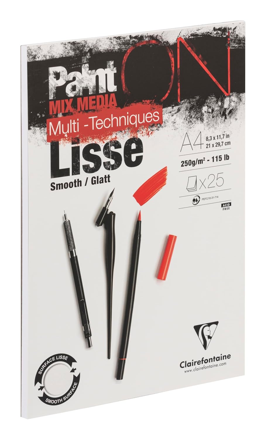 CLAIREFONTAINE PaintON — Bloc collé multi-techniques A4 250 g