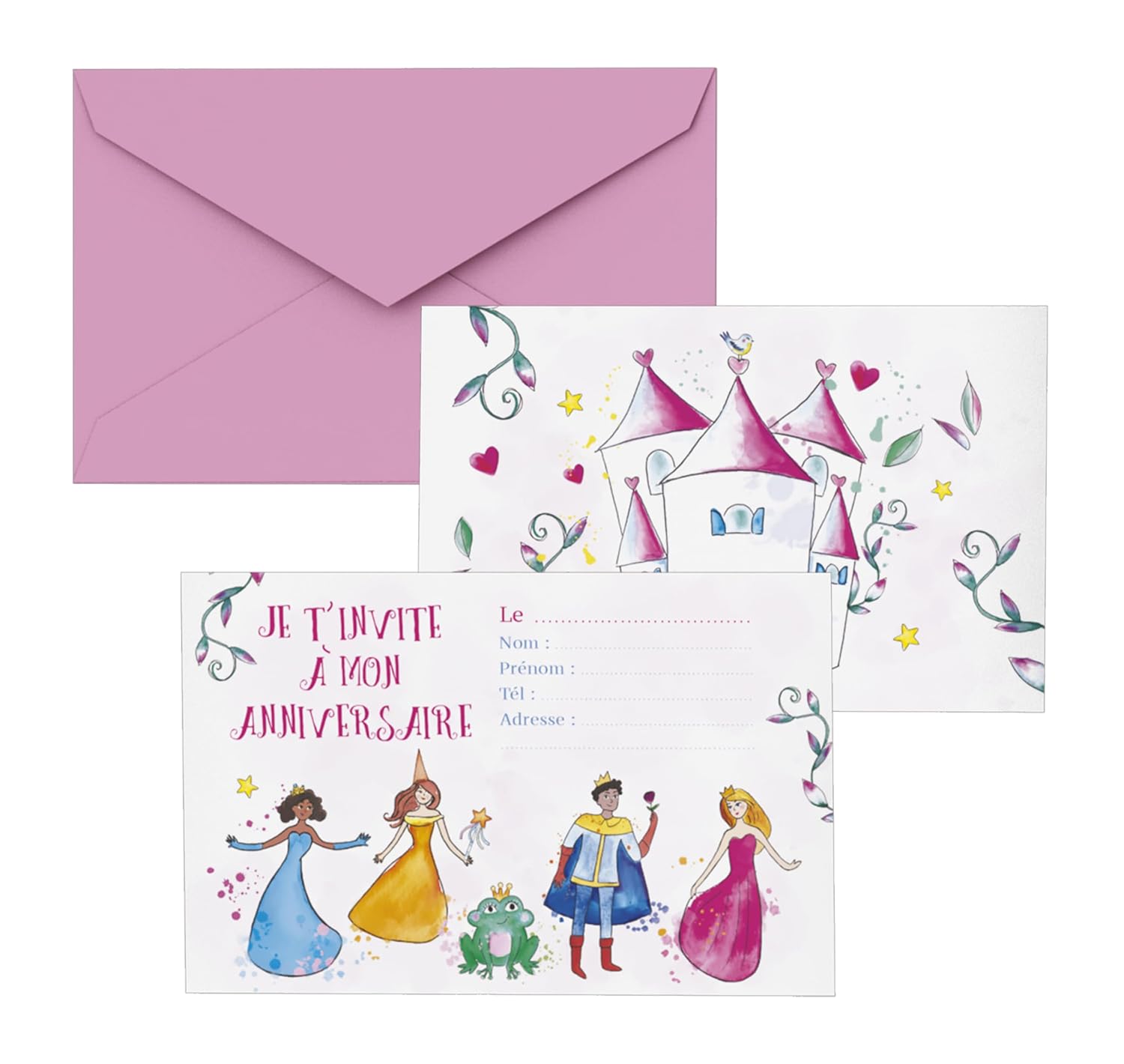 P'tit Clown — Cartons d’invitation princesses lot de 8