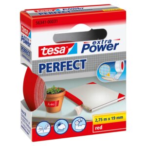 TESA Extra Power Perfect — Ruban adhésif toilé rouge 2,75 m x 19 mm